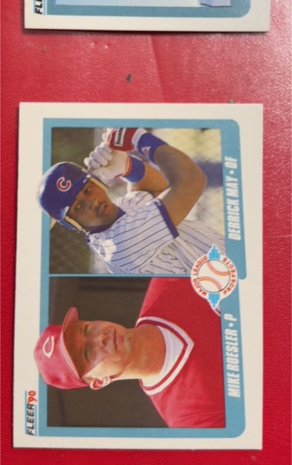 1990 Fleer #645 Mike Roesler / Derrick May — front