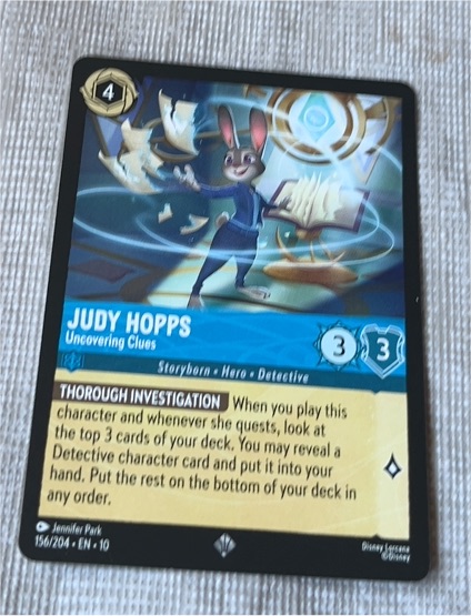 Disney Lorcana Whispers in the Well #156 Judy Hopps - Uncovering Clues — front