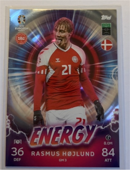 2024 Topps Match Attax Euro 2024 ENERGY #GM3 Rasmus Højlund — front