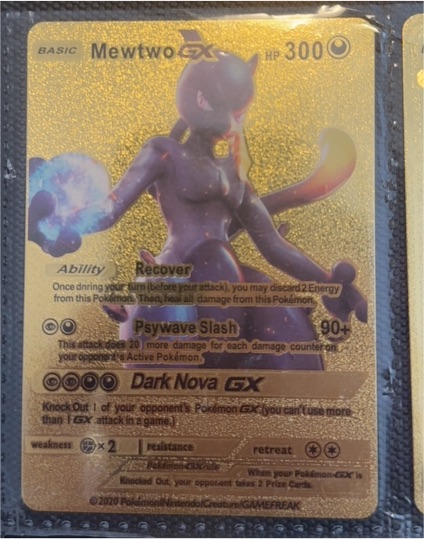 2020 Pokémon Mewtwo GX Gold Foil — front