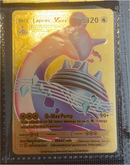 2020 Pokémon SV111/SV122 Lapras VMAX Gold Foil Fan Art — front