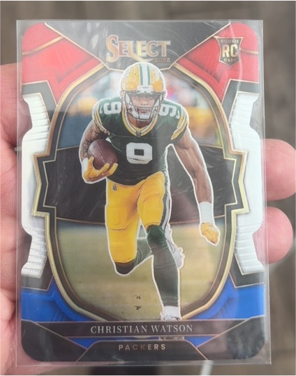 2022 Panini Select #53 Christian Watson Red White Blue Prizm Die-Cut Rookie — front