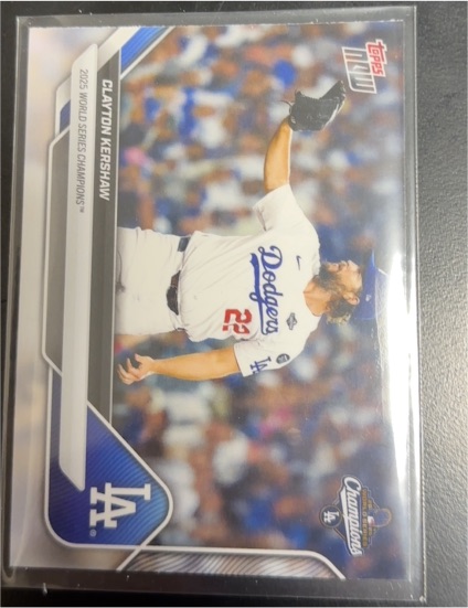 2025 Topps Now #WS-13SP Clayton Kershaw World Series Champions Dodgers SP — front