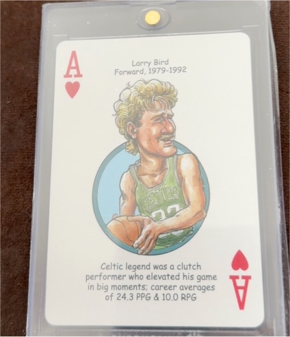 2017 Hero Decks Ace of Hearts Larry Bird Boston Celtics — front