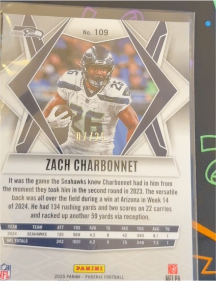 2025 Panini Phoenix #109 Zach Charbonnet — front
