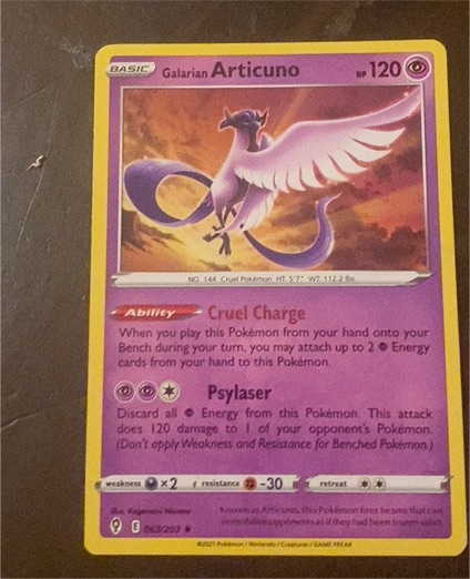 2021 Pokémon SWSH07: Evolving Skies #063 Galarian Articuno — front