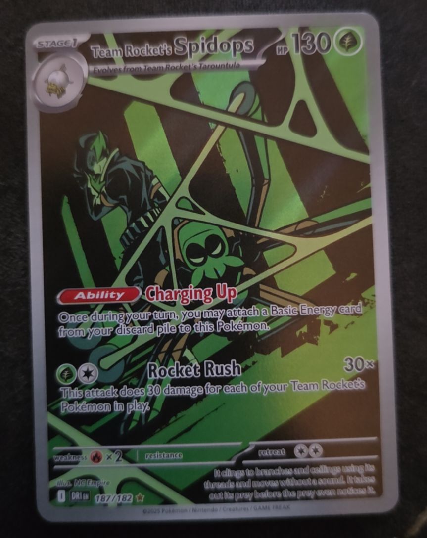 2025 Pokemon SV10 Destined Rivals #187 Team Rocket's Spidops — front