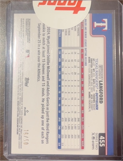 2025 Topps Series 2 #455 Wyatt Langford — front