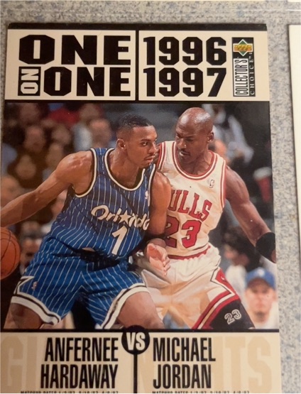1996-97 Upper Deck Collector's Choice #356 Michael Jordan vs Anfernee Hardaway — front
