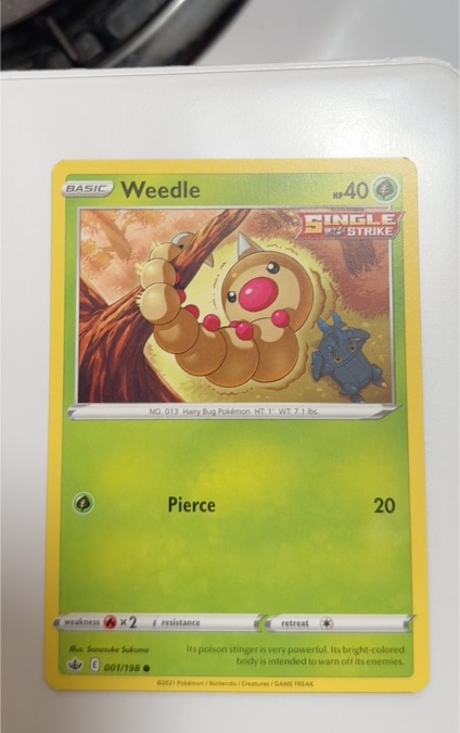 2021 Pokémon SWSH06: Chilling Reign #001 Weedle — front
