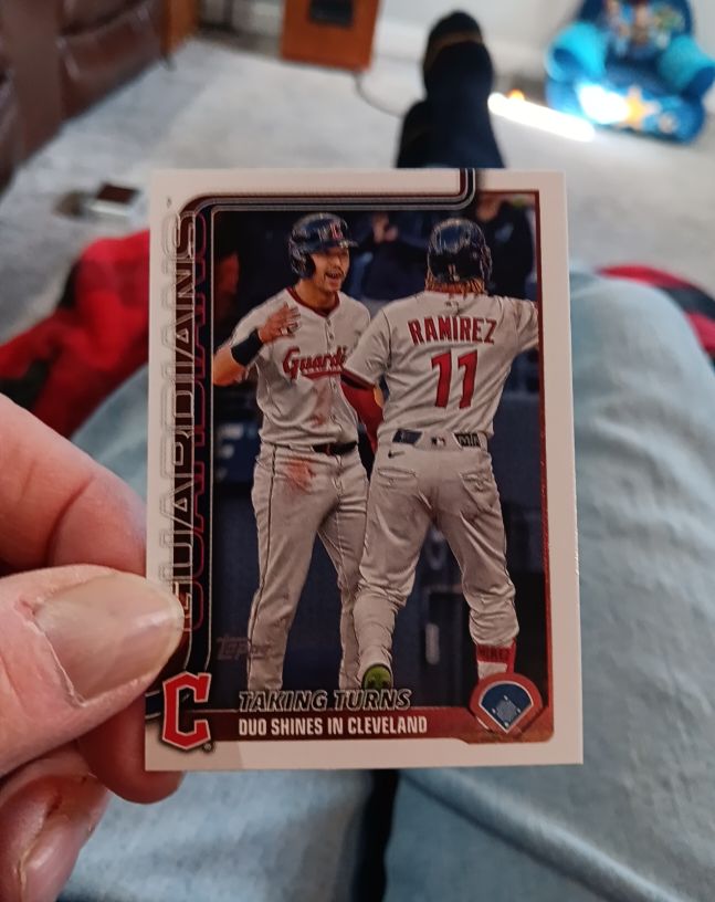 2025 Topps Update #US26 Taking Turns Jose Ramirez & Steven Kwan — front