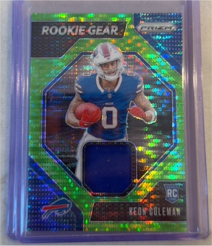 2024 Panini Prizm #RG-KCN Keon Coleman Rookie Gear Neon Green Pulsar — front