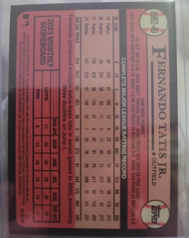 1989 Topps #882-49 Fernando Tatis Jr. — front