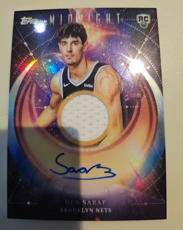2025 Topps Midnight Rookie Jersey Autograph Ben Saraf — front