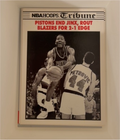 1990 Hoops #339 Joe Dumars Pistons End Jinx, Rout Blazers For 2-1 Edge — front