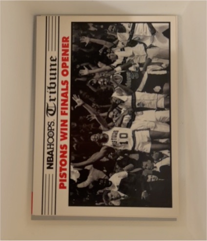 1990-91 Hoops #337 Pistons Win Finals Opener — front