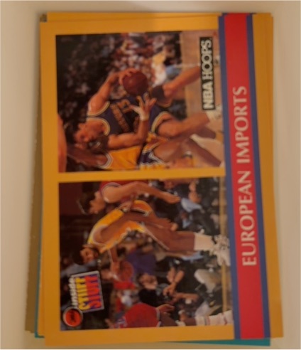 1990-91 Hoops #384 European Imports Vlade Divac & Sarunas Marciulionis — front