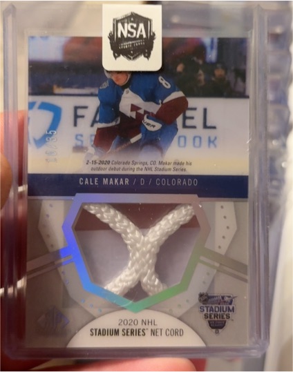 2020 Upper Deck SP Game Used Stadium Series Net Cord #SNC-CM Cale Makar — front