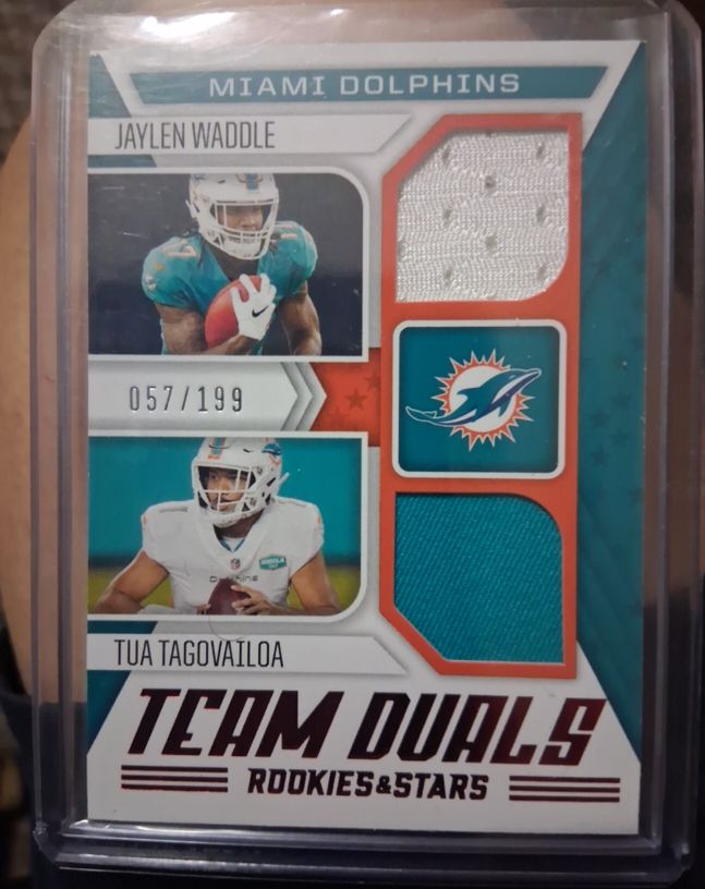 2021 Panini Rookies & Stars Team Duals #TD-MIA Jaylen Waddle Tua Tagovailoa — front