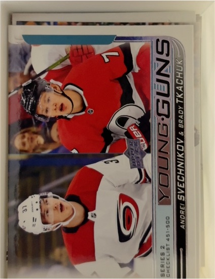 2018-19 Upper Deck #500 Andrei Svechnikov/Brady Tkachuk Young Guns Checklist — front