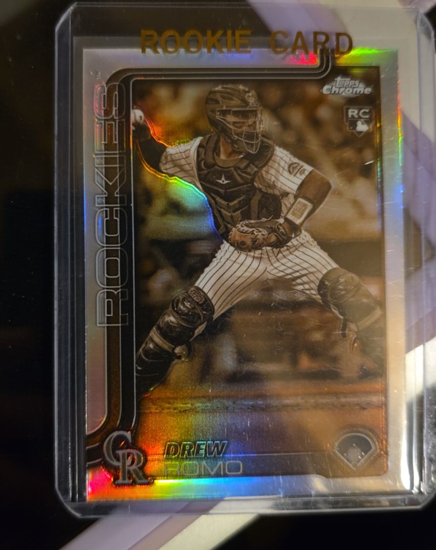 2025 Topps Chrome #124 Drew Romo Sepia Refractor Rookie Card — front
