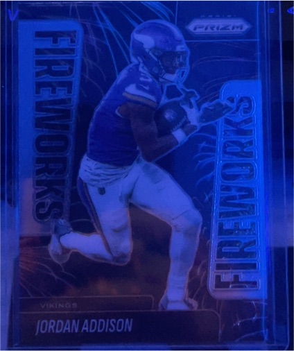 2025 Panini Prizm #8 Jordan Addison Fireworks — front