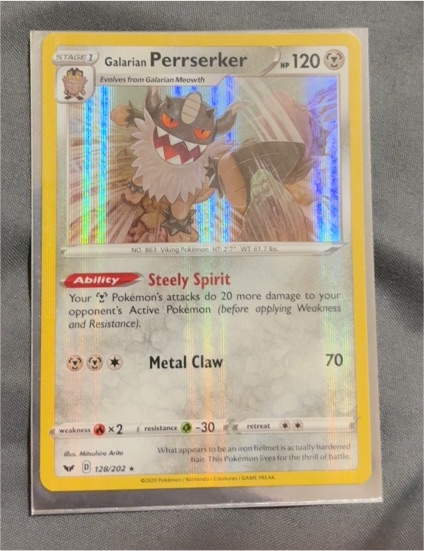 2020 Pokemon Sword & Shield #128 Galarian Perrserker — front