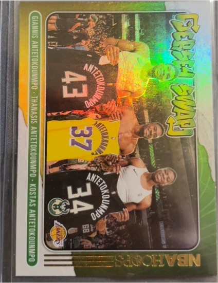 2020-21 Panini NBA Hoops #9 Giannis Antetokounmpo Thanasis Kostas Jersey Swap — front