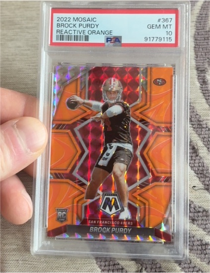 2022 Panini Mosaic #367 Brock Purdy Reactive Orange Rookie — front