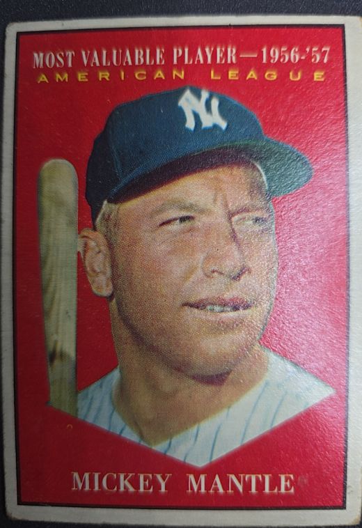 1961 Topps #475 Mickey Mantle Most Valuable Player Yankees — front