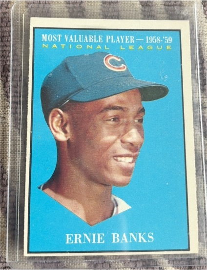 1961 Topps #485 Ernie Banks MVP Chicago Cubs — front