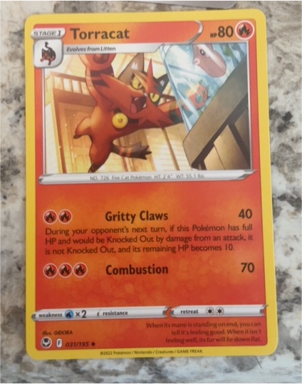 2022 Pokemon TCG Sword & Shield Silver Tempest #31 Torracat — front