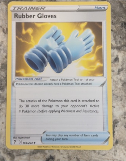 2021 Pokémon Sword & Shield Evolving Skies #156 Rubber Gloves — front