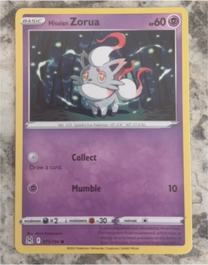 2022 Pokémon Lost Origin #075 Hisuian Zorua — front