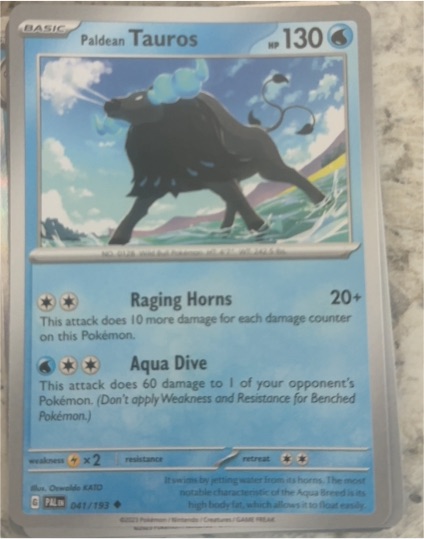 2023 Nintendo Pokemon SV02: Paldea Evolved #041/193 Paldean Tauros — front