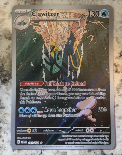 2025 Pokémon TCG Mega Evolution #141/132 Clawitzer Illustration Rare — front