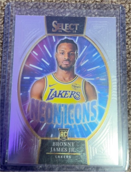2024-25 Panini Select #2 Bronny James Jr. Neon Icons Silver Prizm Rookie Card — front