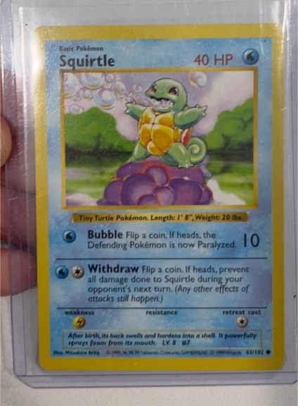 1999 Pokémon #63 Squirtle — front