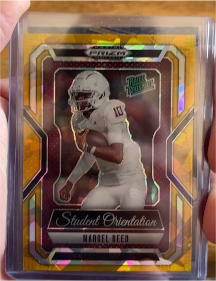 2025 Panini Prizm Draft Picks #4 Marcel Reed Student Orientation Gold Ice — front