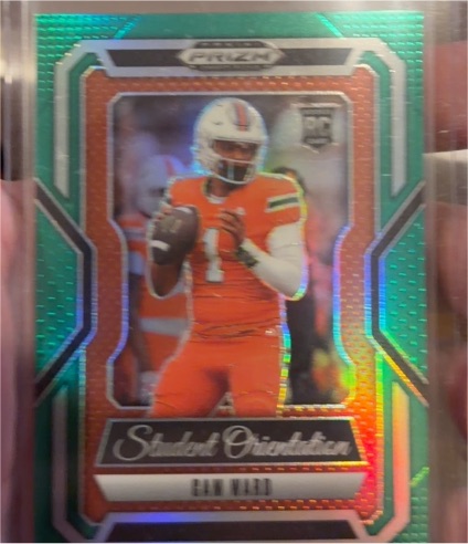 2025 Panini Prizm Draft Picks #12 Cam Ward Student Orientation Green — front