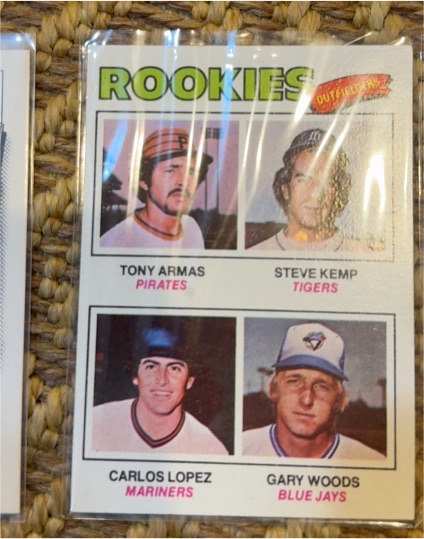 1977 Topps #492 Rookie Outfielders Tony Armas/Steve Kemp/Carlos Lopez/Gary Woods — front