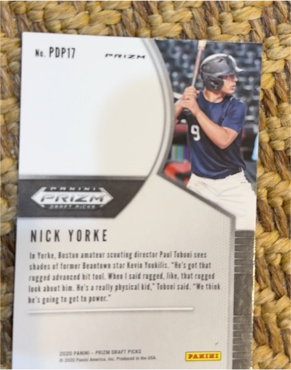 2020 Panini Prizm Draft Picks #PDP17 Nick Yorke — front