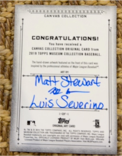 2019 Topps Museum Collection Canvas Collection Original Art Card Matt Stewart / Luis Severino — front