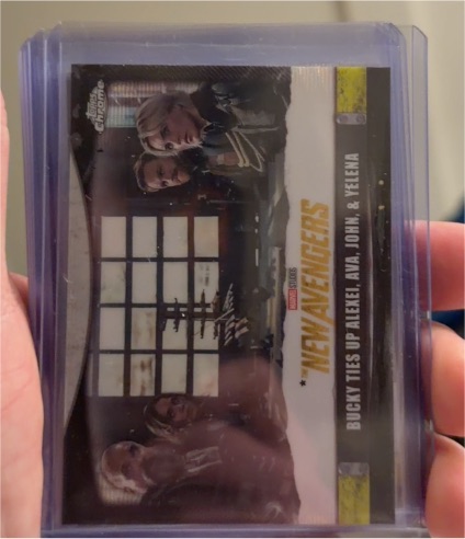 2025 Topps Chrome Marvel Studios Thunderbolts #T-21 Bucky Ties Up Alexei, Ava, John & Yelena — front
