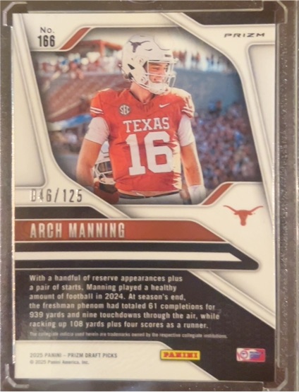2025 Panini Prizm Draft Picks #166 Arch Manning — front