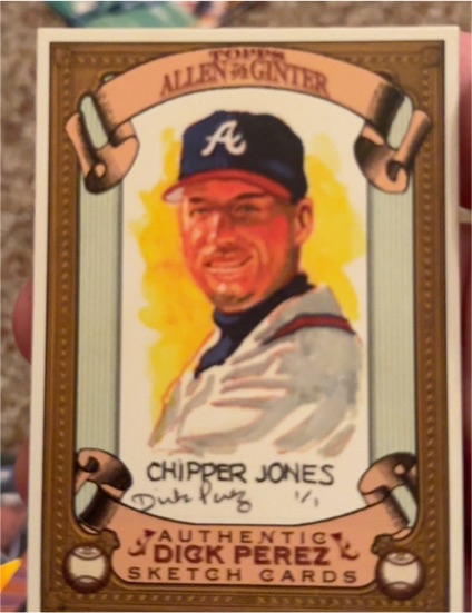 2007 Topps Allen & Ginter #2 Chipper Jones Dick Perez Sketch Card — front