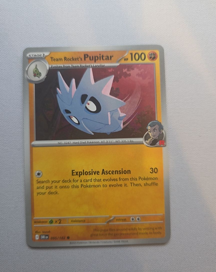 2025 Pokemon Destined Rivals #095 Team Rocket's Pupitar — front