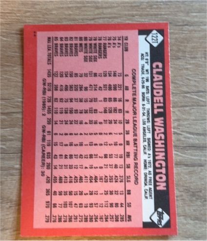 1986 Topps #227 Claudell Washington — front