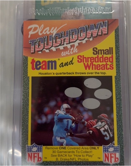 1989 Touchdown Magazines Small Shredded Wheat Gamecards #0q3 Warren Moon — front