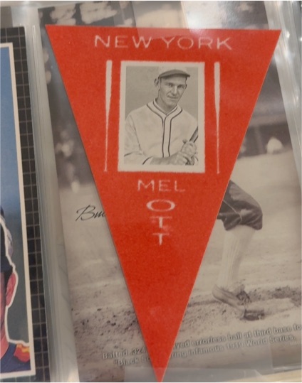 2013 Panini Cooperstown Pennants Red Mel Ott — front